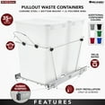 Double Pullout Trash Cans for Under Kitchen 35 Quart 12 Gallon