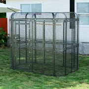 Walnest Large Walk-in Cage 77-inch Heavy Duty Bird Cage Outdoor Diamond Grid Aviary Parrot Cage with 2 Feeding Bowls(Sliver)