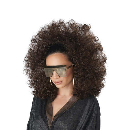 Adult 3/4 Curly Fall Brunette Disco Afro Wig