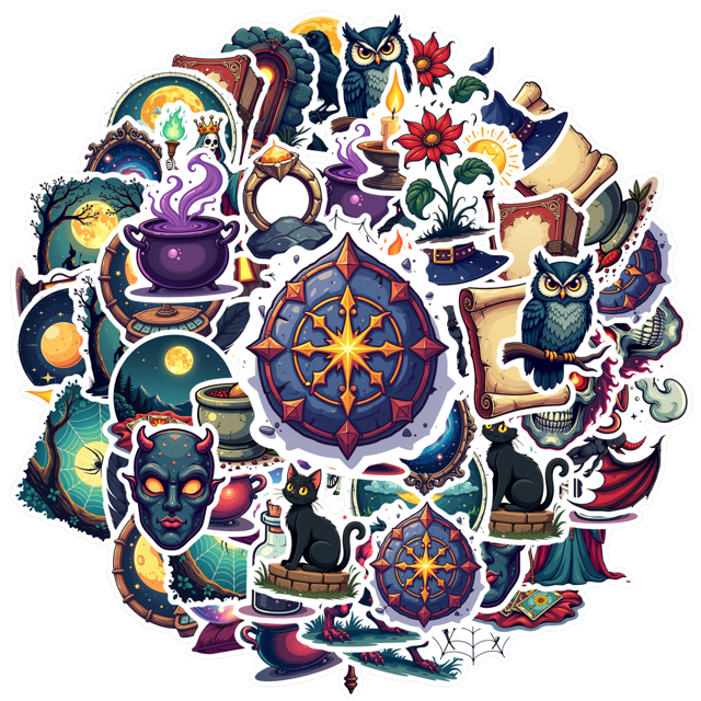 Mystical Stickers Stationery Magical Kids Stickers Witchcraft PVC Sticker Children Stickers for Laptops Notebooks Suitcases