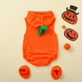 thumbnail image 5 of Mepaouo Newborn Baby Girls Boys Halloween Clothes Sleeveless Pumpkin Romper Bodysuit Hat Socks Outfits, 5 of 8