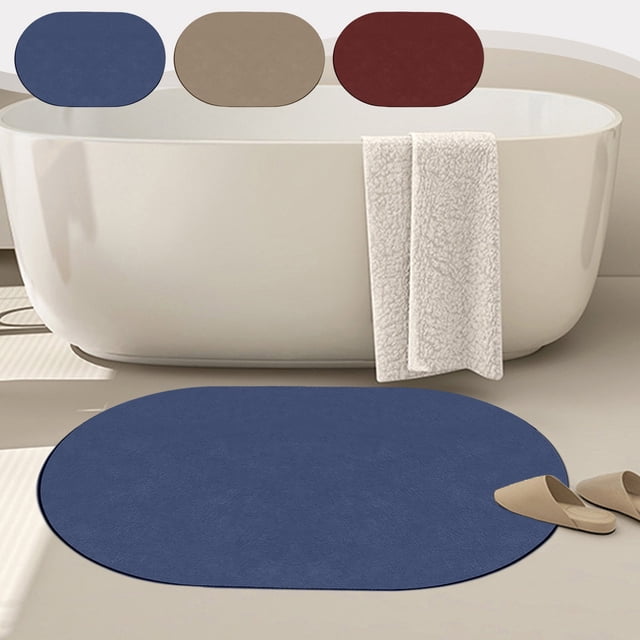 Xihbxyly Alfombrilla Absorbente de Diatomita, Microfibra de Secado Rápido, Base Antideslizante de Tpr, Elegantes Colores Azul Marino, Rojo y Caqui, Ideal para Baño y Ducha, Ideal para Regalar, 40 X 6