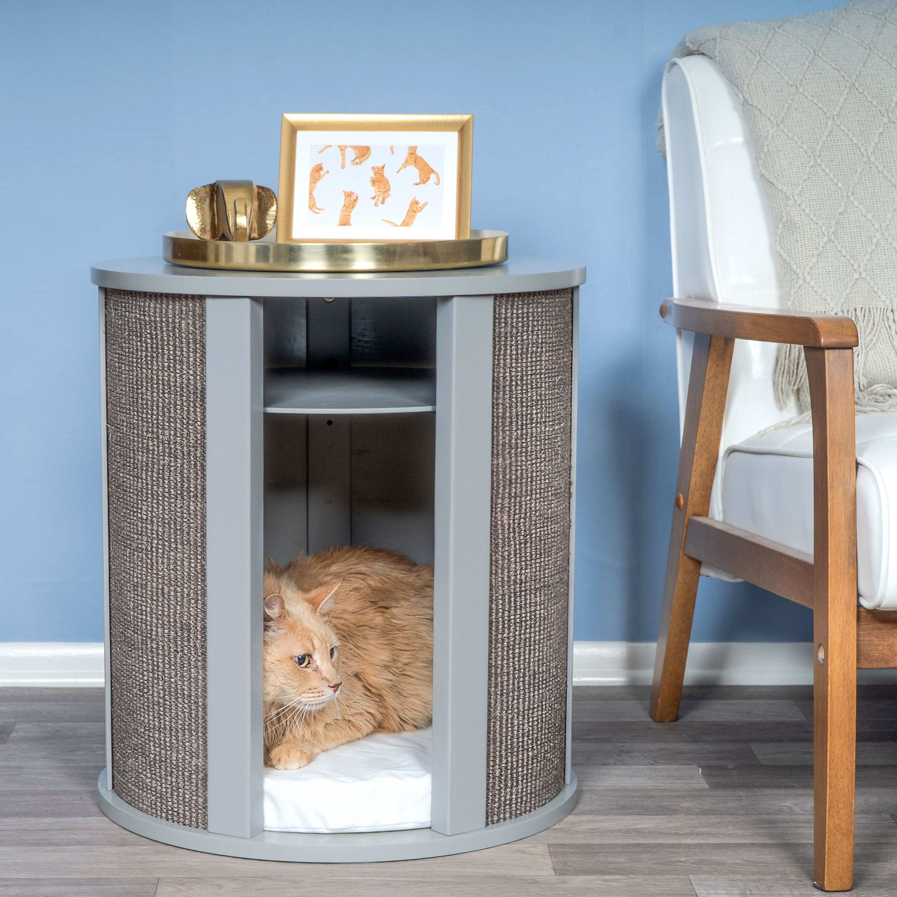 The Refined Feline, Purrrrfect End Table, Smoke