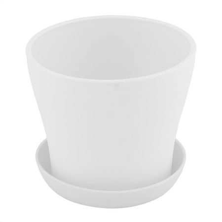 White Plastic Pot - Desktop Plastic Round Flower Plant Succulent Seeds Pot Container Holder White