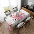 thumbnail image 4 of Pink Flamingo Rectangle Tablecloth, Watercolor Flowers Spring Floral Leaf Plant Waterproof & StainResistant Tablecloth, Washable Oil-proof Table Cover for Dining/Party/Wedding/Camping/Buffet 52x70 In, 4 of 9
