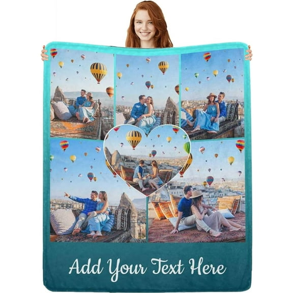 AISENIN Custom Wedding Blanket Memorial Gift with Photos Text Flannel Personalized Throw Blanket with Pictures Couples Gifts for Boyfriend Girlfriend Wife Husband