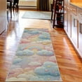 thumbnail image 3 of Ambesonne Cartoon Sky Decorative Rug Carpet, Dream Star Kawaii Cloud, 2' 5" x 7' 5", Blush Mustard Blue, 3 of 3