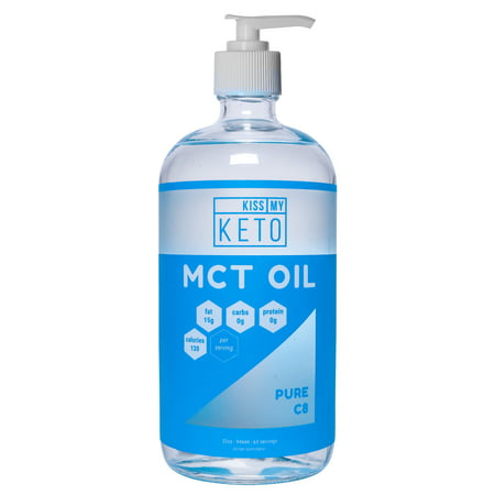 Kiss My Keto MCT Oil C8 - Pure C8 Brain Fuel, 32 oz Glass Bottle with Pump, Pure Caprylic Acid for The Ketogenic Lifestyle, Enhance Performance and Get Into Ketosis