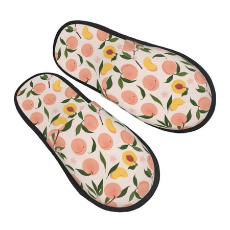 

Ocsxa Mens Womens Cozy Memory Foam Scuff Slippers Slip On Warm House Shoes Indoor/Outdoor Peach With Leaves1 Designs-Large