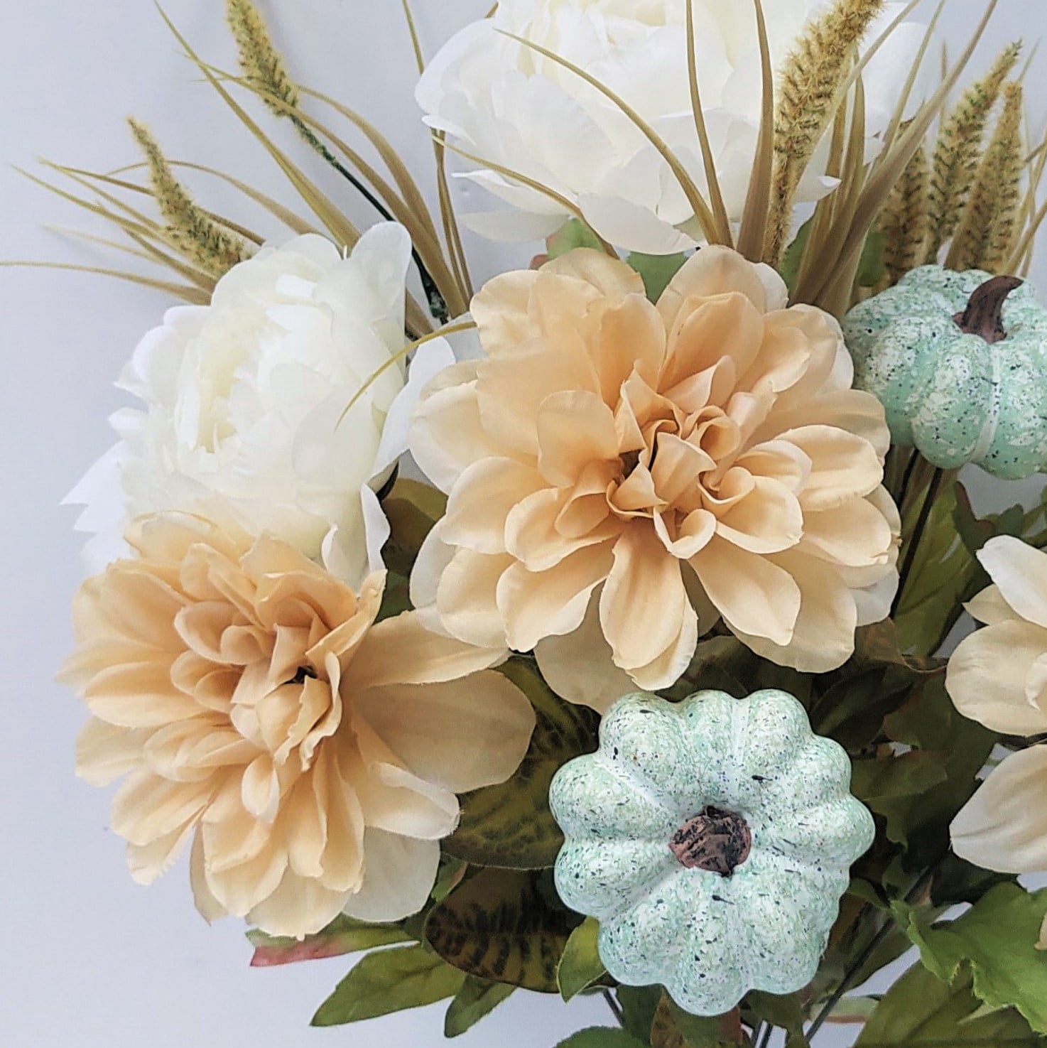 Mainstays Artificial Peony Pumpkin Mixed Bouquet, Multi, Cream/Blush, 20"