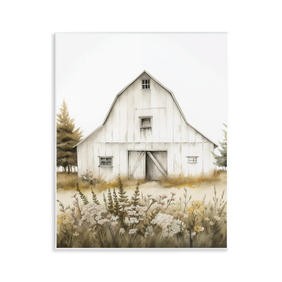 Stupell Industries Blooming Country Barn Garden Buildings & Architecture Painting Unframed Art Print Wall Art, 11 x 14