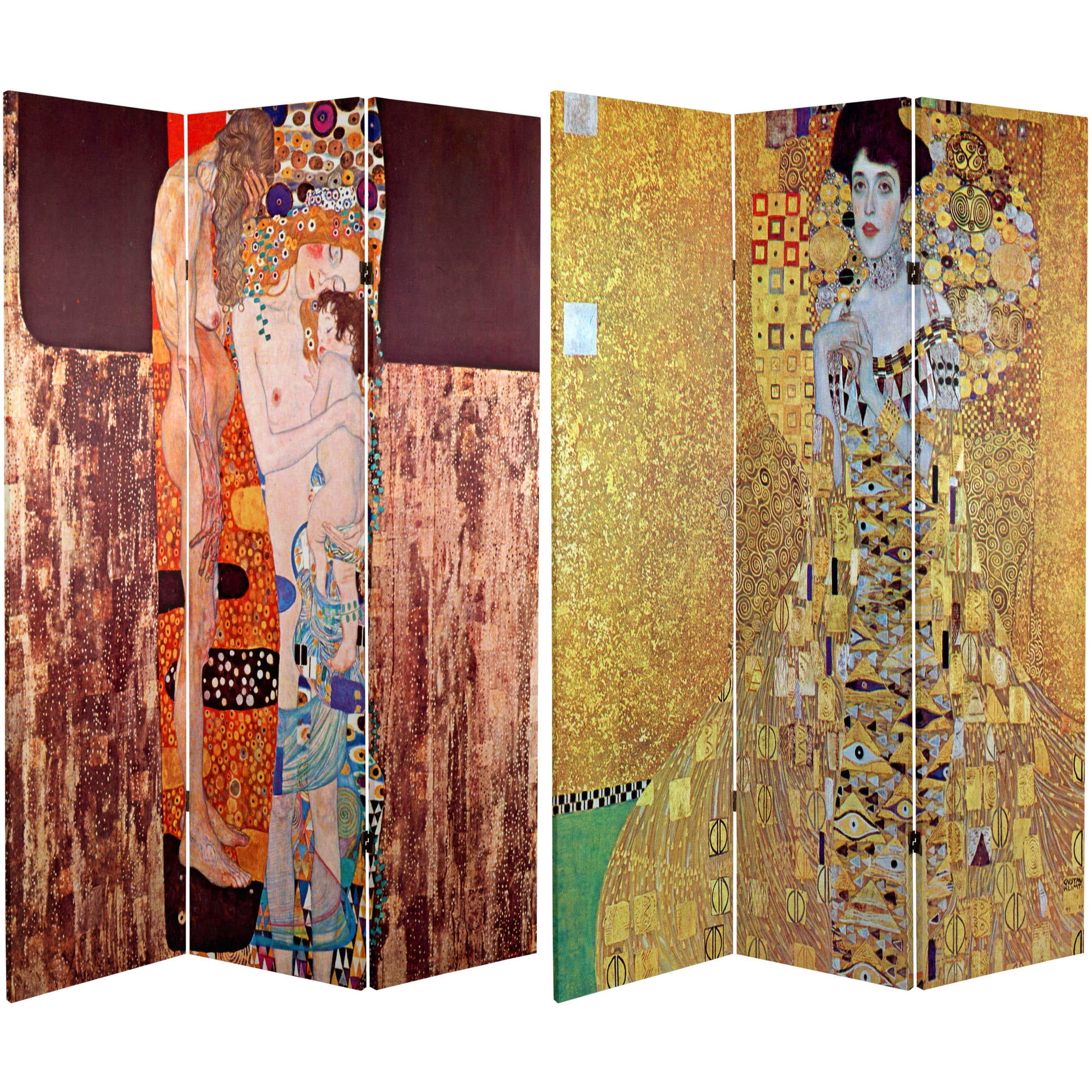 Stoclet Frieze Tall Double Sided Works of Klimt Room Divider 6 ft