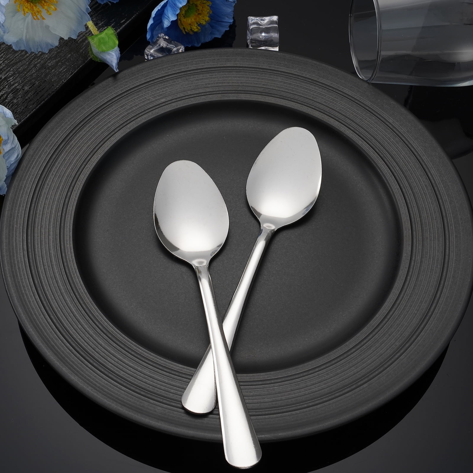 Hansmart 120pcs Dinner Spoons,7.1" Stainless Steel Spoons Silverware, Kitchen Essential Dinner Spoons, Table Spoon for Home Kitchen Restaurant, Party, Catering, Picinc, Dishwasher Safe