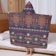 thumbnail image 5 of Purple Boho Tribal Floral and Mandalas Pattern Hooded Bath Towel，60"x35" for Ages 3 To 12 Kids, Quick Dry Lightweight Soft Microfiber Hood Beach Towel Cover Up for Kids, 5 of 7