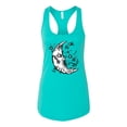 thumbnail image 2 of Wild Bobby Crescent Moon Astrology Puff Print Fashion Ladies Racerback Tank Top, Tahiti Blue, Large, 2 of 6