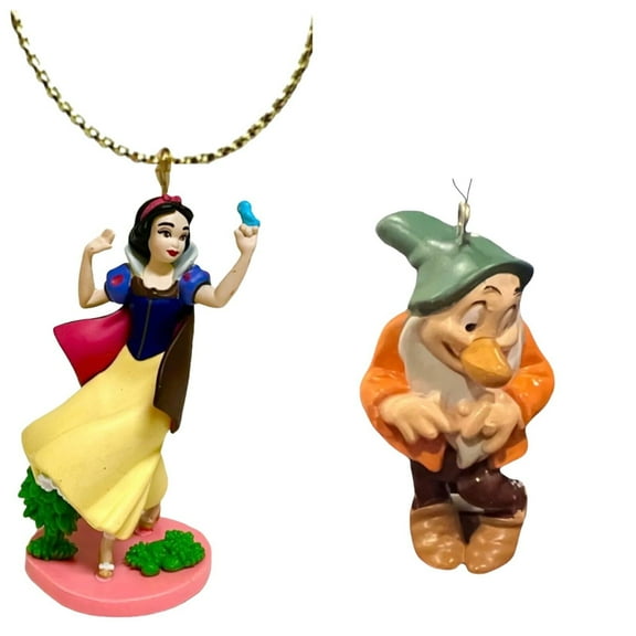 Playful Princess Snow White & Bashful Dwarf PVC 3" Ornament Figure Figurine New