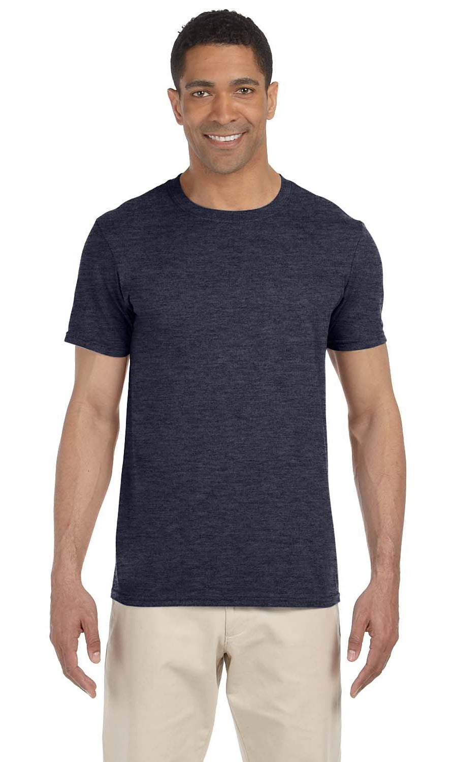 The Gildan Adult Softstyle 45 oz T-Shirt - HEATHER NAVY - 2XL - Walmart.com