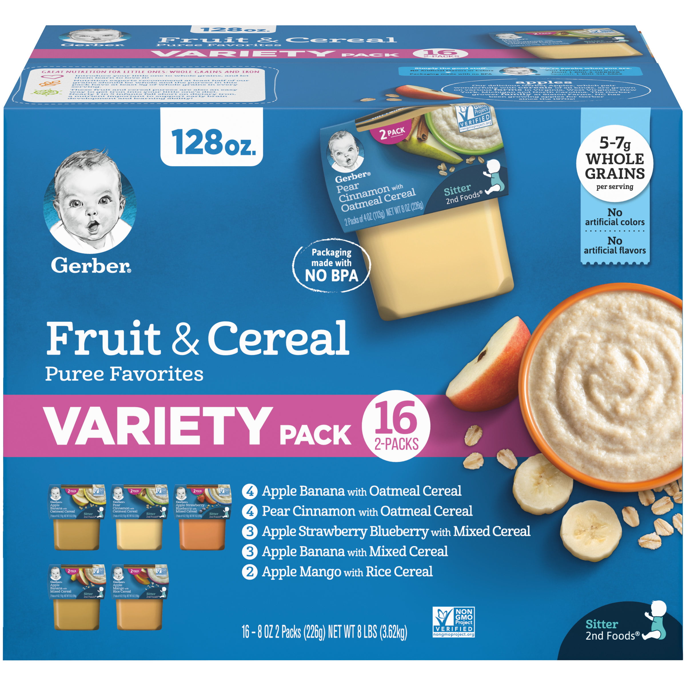 Gerber 2nd Foods Baby Food Fruit & Cereal Puree Favorites Variety Pack
