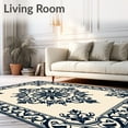 thumbnail image 2 of ODIKA 4'x6' Machine Washable Non-Slip Area Rug, Vintage Damask Medallion with Fade Resistant High Traffic Rug with Pad, Ivory, 599933, 2 of 8