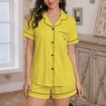 thumbnail image 4 of Gamivast Womens Pajama Sets Short Sleeve Button Down Shirt & Shorts Pjs Sets Heart Pocket Piping Trim Soft Sleepwear Casual Nightwear Loungewear, 4 of 5