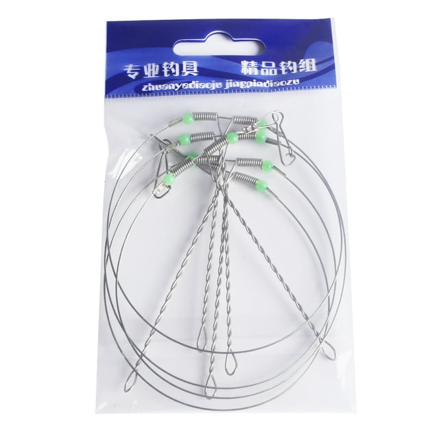 ZheElen Fishing Rigs Wire Leader Stainless Steel Rope Line Swivel String Hooks silver 100cm 1Set