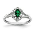 thumbnail image 6 of 925 Sterling Silver Rhodium-Plated Created Emerald and Diamond Ring Size 7, 6 of 6