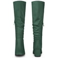 thumbnail image 4 of BLISSFUL STEP Women's Knee High Boots Square Toe Slouch Chunky Heel Dark Green 6.5, 4 of 4