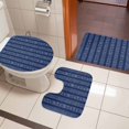 thumbnail image 4 of Navy Blue Striped Bath Mat 3 Piece Bathroom Rug Set, Modern Abstract Art Geometric Stripes Non Slip Bath Rug Contour Mat and Toilet Lid Cover, Absorbent Shower Mats Soft Bath Rugs and Mats Sets, 4 of 8
