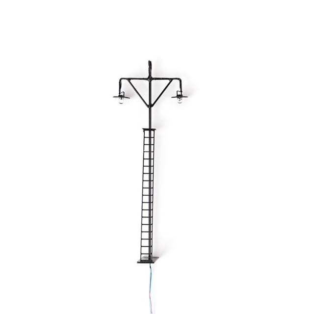 Model Railway Light Warm White Modes Miniature LED Lamppost Yard Micro Two-Heads Park Lamps Table Layout Decorations Black(Warm Light)