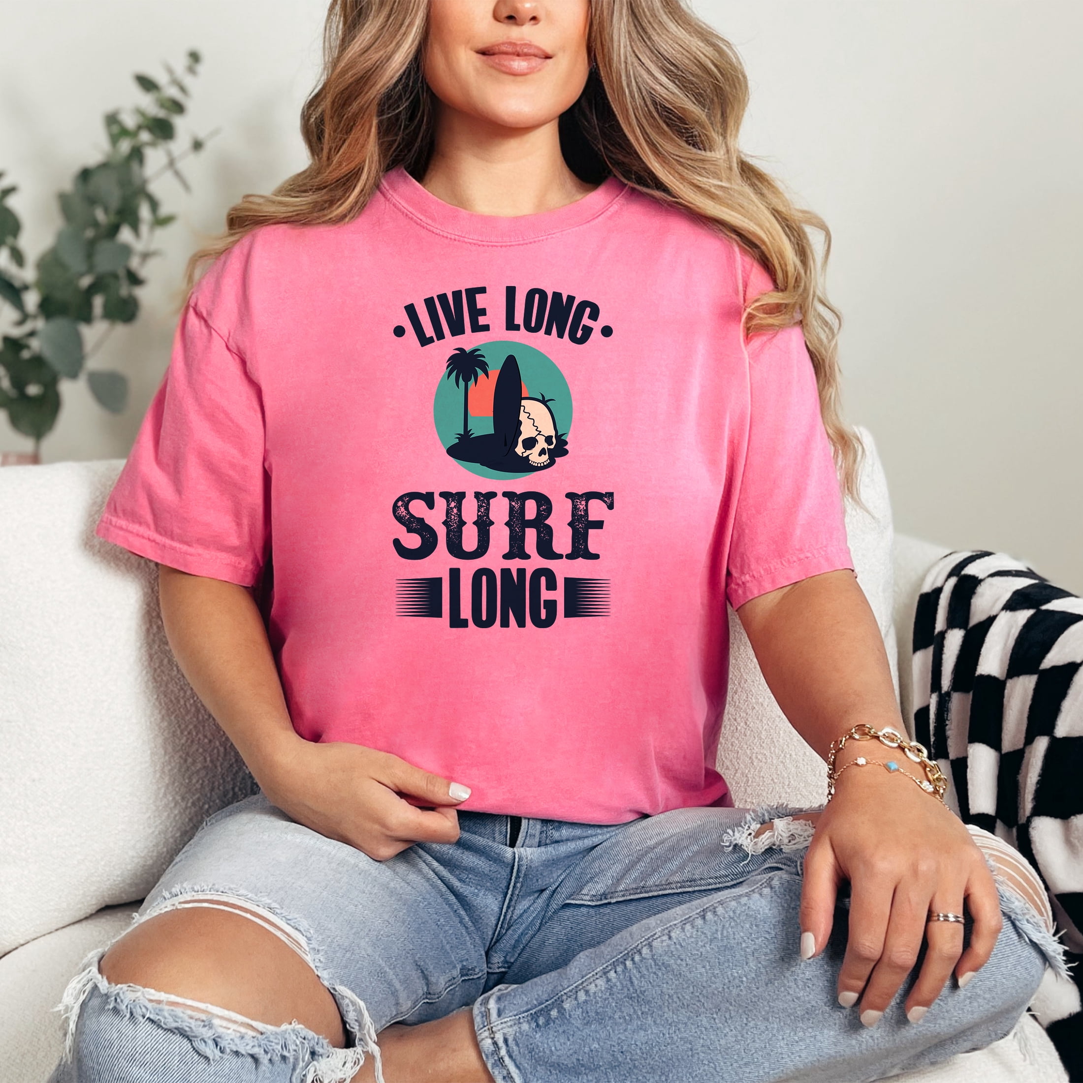 Live Long Surf Long, Crunchberry Comfort Colors T-Shirt, 2XL