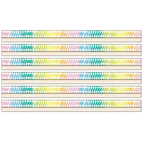 Happily Ever Elementary Creatively Inspired Watercolor Chevron Straight Borders, 36 Feet Per Pack, 6 Packs