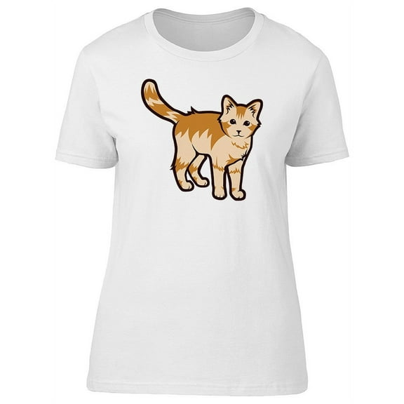 Cute Cat Frontview Doodle Tee Women's -Image by Shutterstock