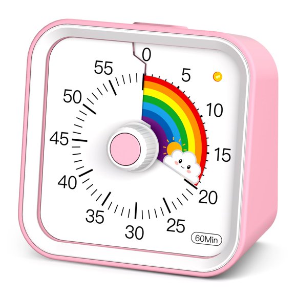 Infpokid Temporizador Visual Para Niños Con Función De Pausa Lindo Temporizador Silencioso Con Arco Iris Para Aula Enseñanza Tarea Cocina 60 Minutos Cuenta Regresiva Gestión Del Tiempo Para Tdah (Arco