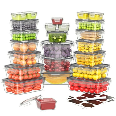 24 Pcs Airtight Food Storage Container Set with Lids (24 Containers & 24 Lids), Leakproof BPA-Free Clear Plastic Containers for Kitchen and Pantry Organizers, Meal Prep