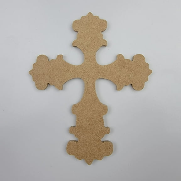 8"Fancy Decorative Wall Cross #36, Unfinished Wood Art Shape by Wooden Craft Cutouts