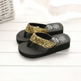 thumbnail image 5 of Penkiiy Wedge Flip Flops for Women Rhinestone Comfortable Sandals 40 Gold, 5 of 6