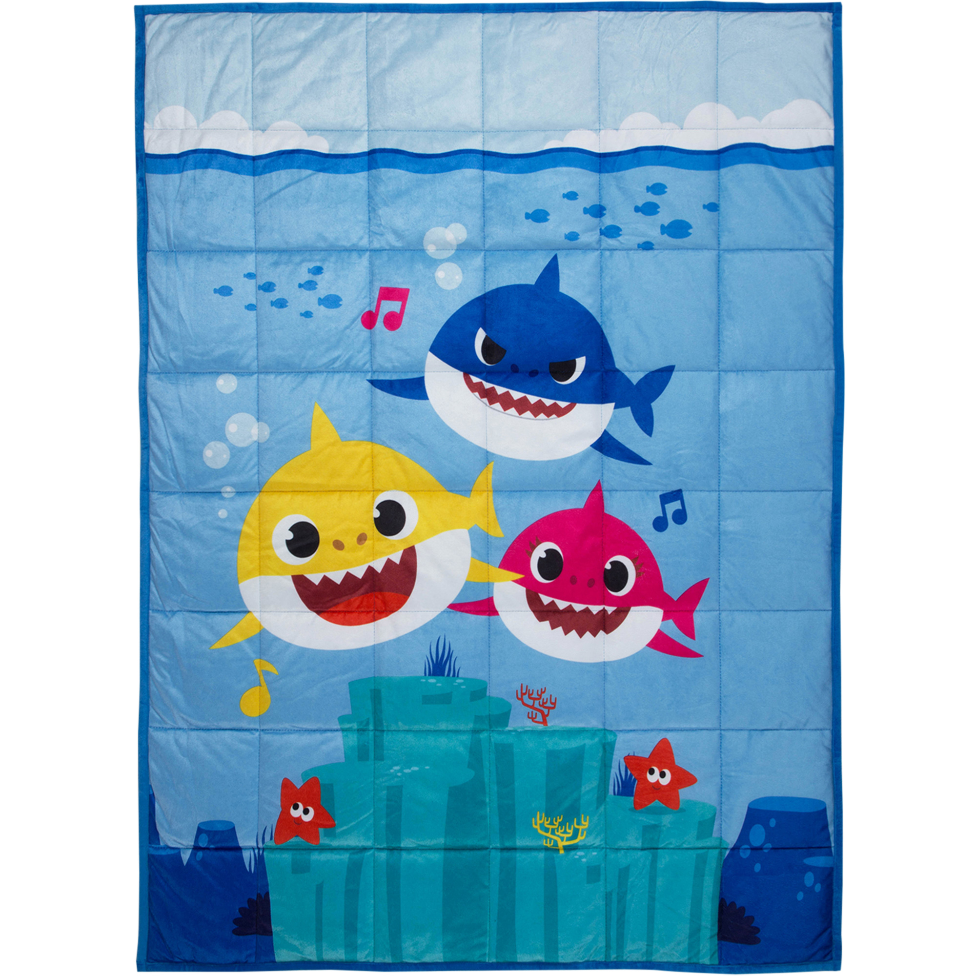 Baby Shark Kids Weighted Blanket, Super Soft Plush Bedding, 36" x 48" 4.5lbs, Blue - image 2 of 11