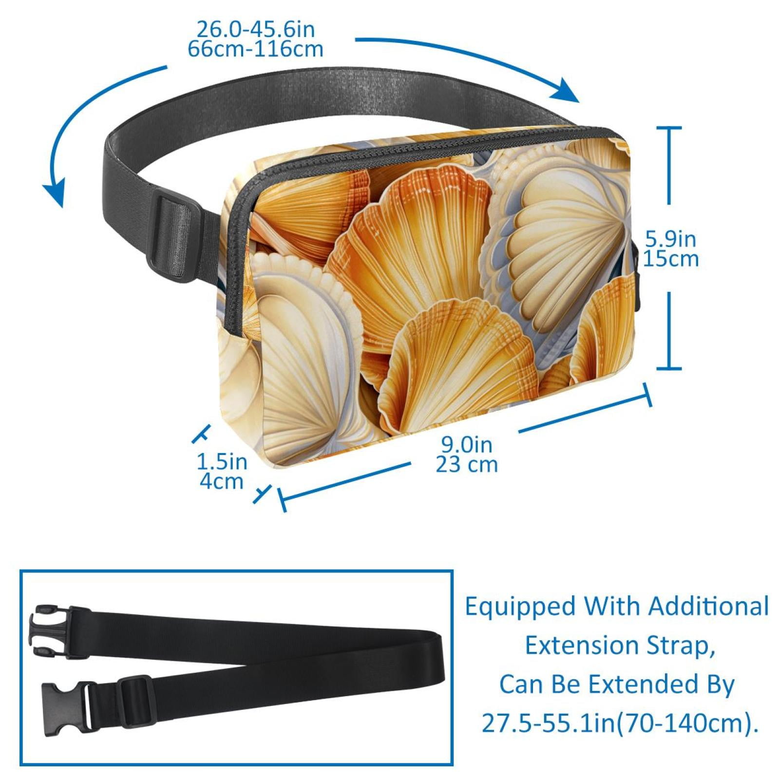 Seashell Lightweight Adjustable Sling Bag with Extension Strap Money Belt Fanny Packs Waist Packs Unisex