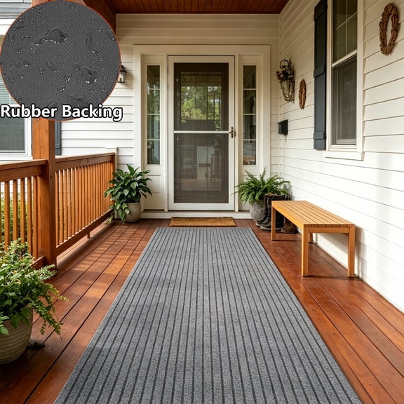 Petoto 3 x 10 ft Commercial Carpet, Non-Slip Runner Rug with Rubber Backing, Indoor Outdoor Entrance Doormat for Kitchen Hallway Laundry Room, Gray