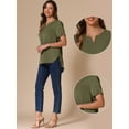 thumbnail image 2 of DARING DIVA Women's Loose Fit Dressy Curved Hem Casual Tunic Top Army Green XS, 2 of 6
