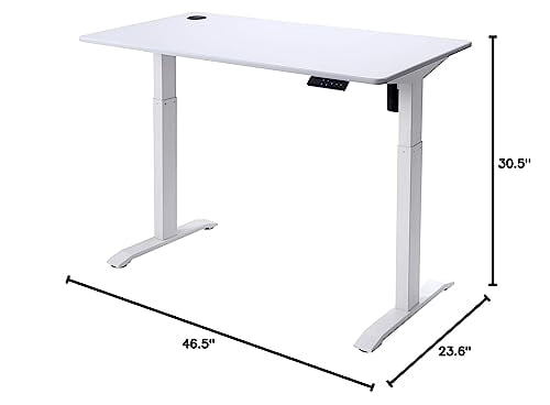 UNICOO® Electric Height Adjustable Standing Desk, Electric Standing Workstation, Whole-Piece Desk Board, White, 1 Pack,, 48 * 24 in (KT1001-WW)
