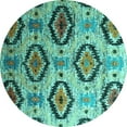 thumbnail image 1 of Ahgly Company Indoor Round Southwestern Turquoise Blue Country Area Rugs, 3' Round, 1 of 4