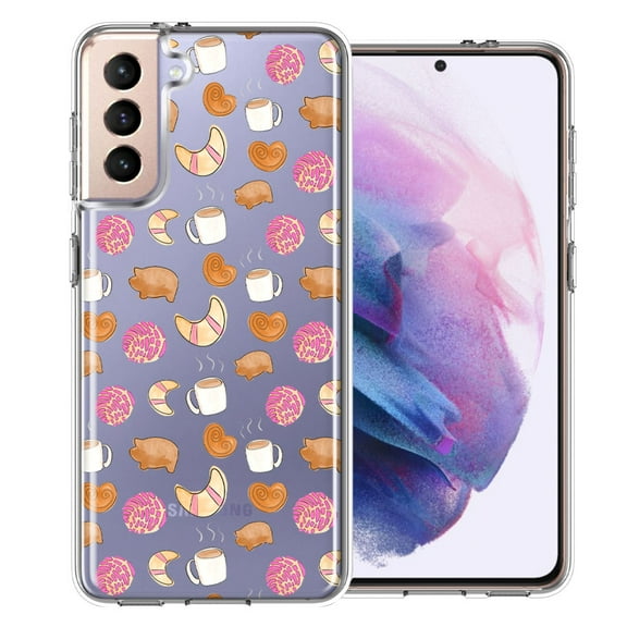 MUNDAZE for Samsung Galaxy S21 Mexican Pan Dulce Cafecito Coffee Concha Polka Dots Double Layer Phone Case Cover