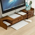 thumbnail image 4 of Maydear Monitor Stand Riser, 2 Tier Bamboo Computer Stand for Desk with 4 Drawers, Desktop Printer Stand, Versatile as Storage Shelf & Screen Holder, 4 of 6