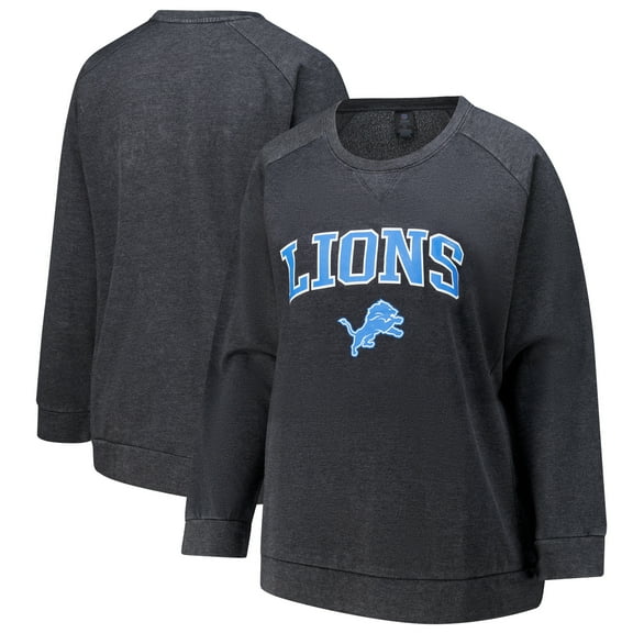 Women's Profile  Charcoal Detroit Lions Plus Size Acid Wash Raglan Sweatshirt