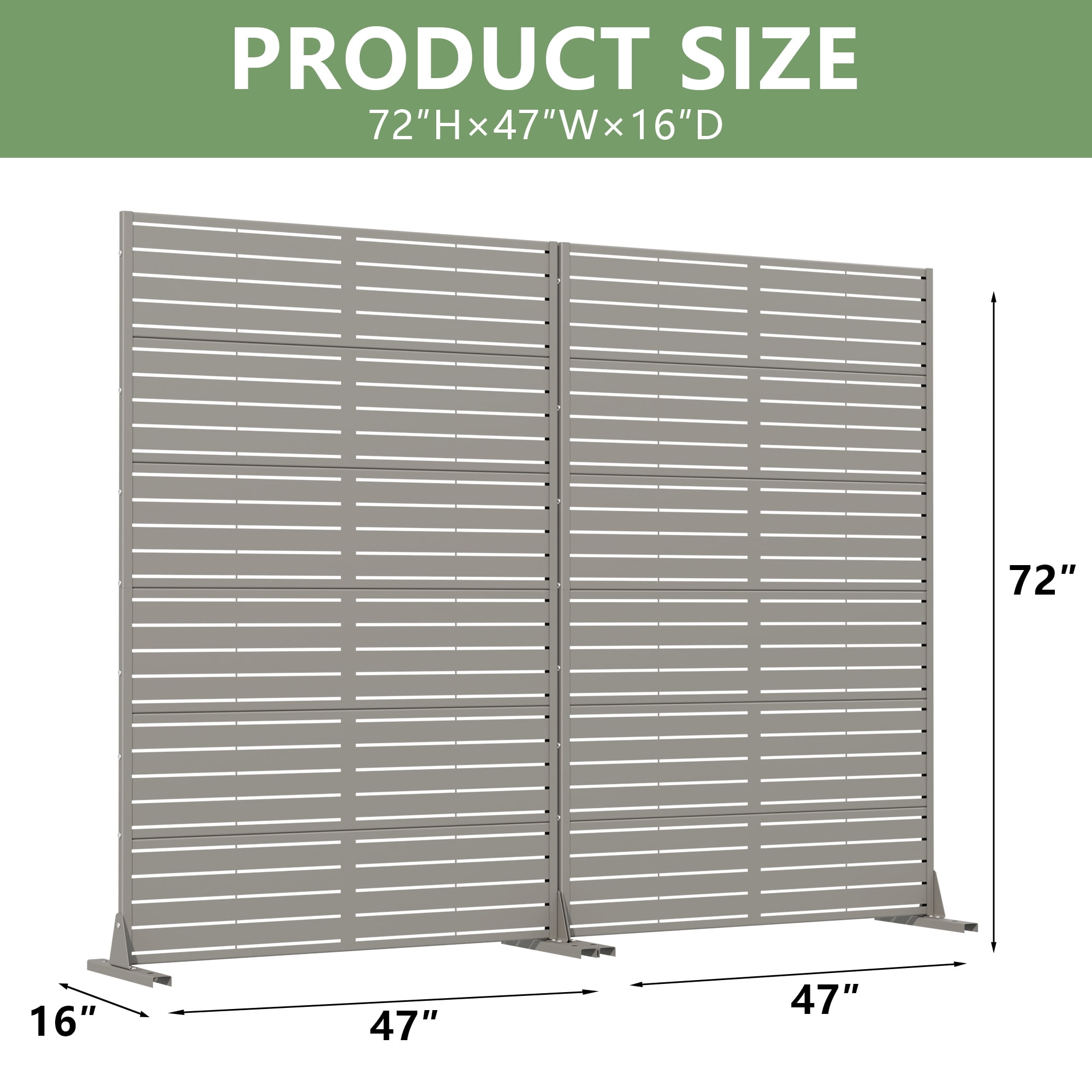 Metal Privacy Metal Screen Fence Panel Set of 2