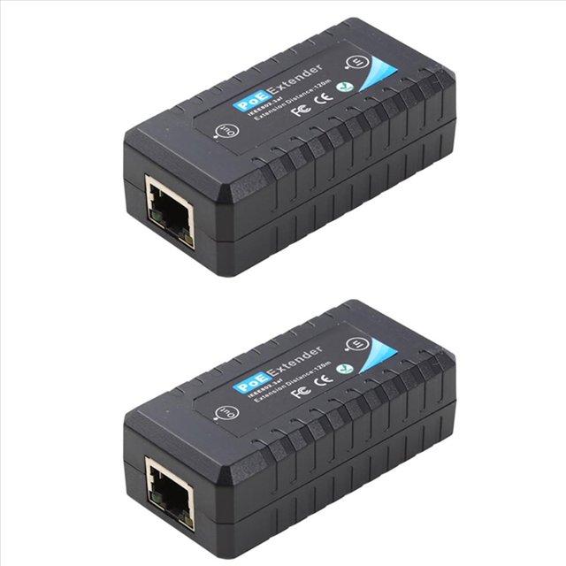 2X 1 Port POE Extender 10/100Mbps with IEEE 802.3Af Standard Input/Output for IP Camera Transmission Distance 120 Meters,2 * PoE Extender,Black