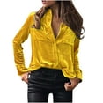 thumbnail image 1 of Bowake Women's Long Sleeve Velvet Shirt Solid Color Elegant Button down Basic Blouse Going out Work Tops with Pockets, 1 of 6