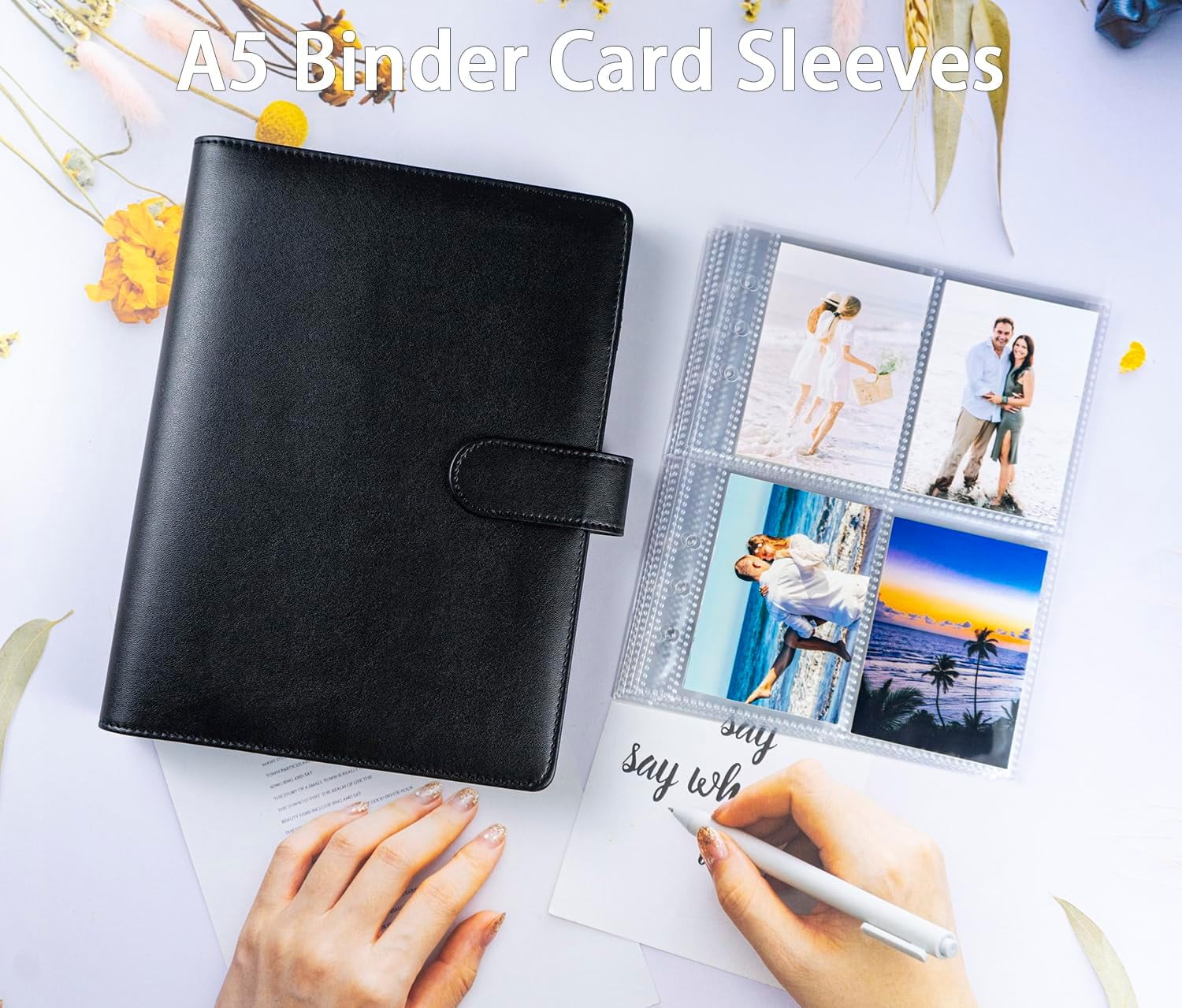Photo card binder with 30 4-pocket card pages, 6 circular binders, A5 binder card collection book with 240 card slots