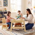thumbnail image 4 of Costway 5-in-1 Kids' Table & Chair Set with Chalkboard, Whiteboard, 3 Storage Bins, 4 Hooks Natural + White + Orange, 4 of 10